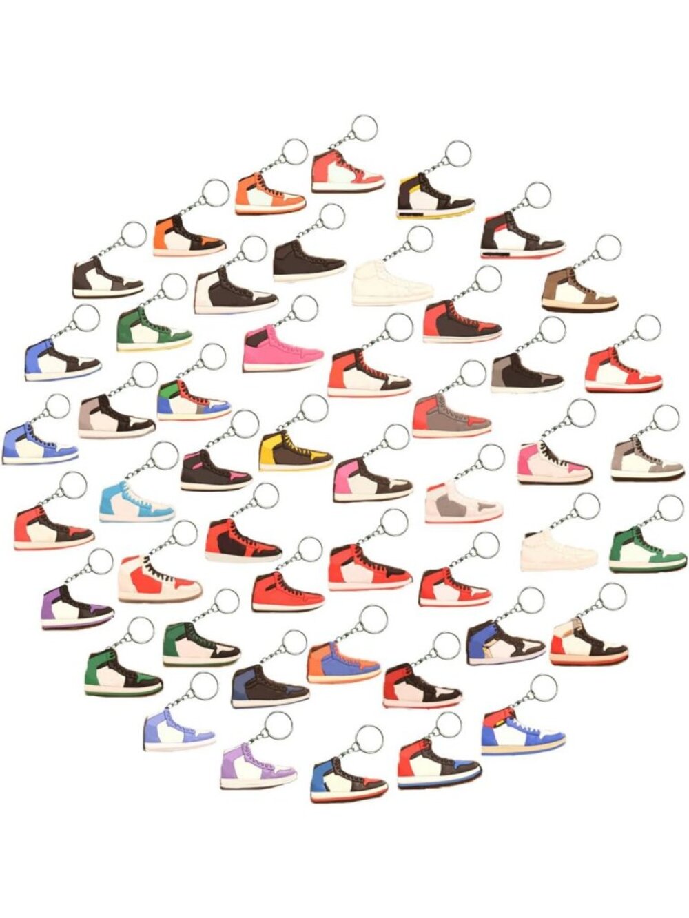 50 PCS Retro Sneaker Keychains - Fun Rubber Shoe Charms for Collectors & Gifts
